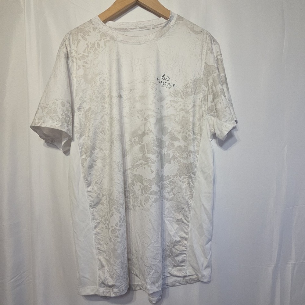 Realtree Fishing Shirt XL White Camo Performance Short Sleeve Mesh Panel Outdoor - Picture 2 of 10